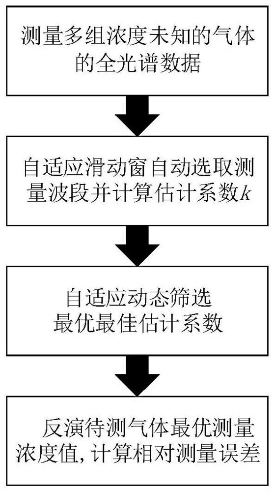 Gas concentration linear measurement method based on adaptive differential absorption spectrum technology