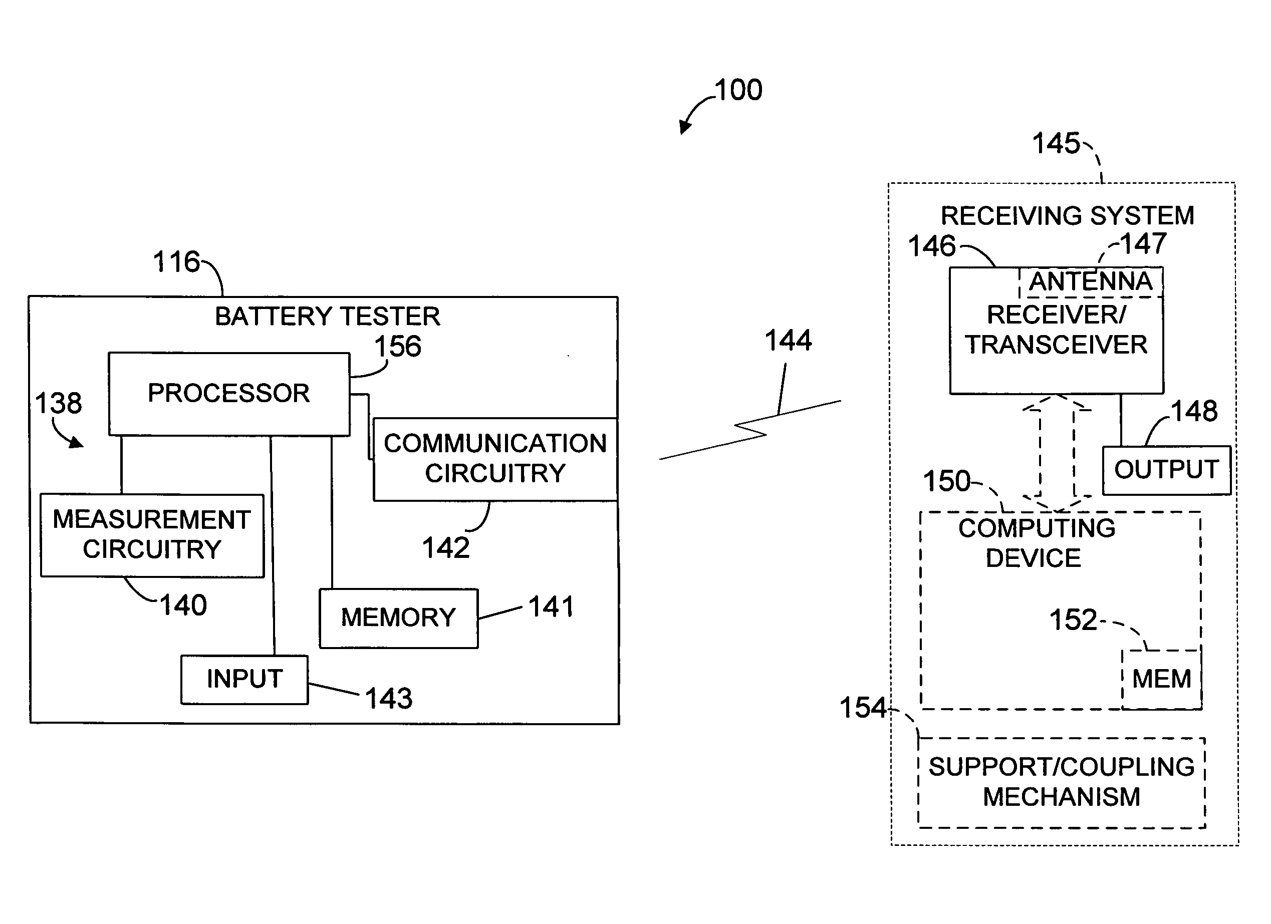 Wireless battery tester with information encryption means