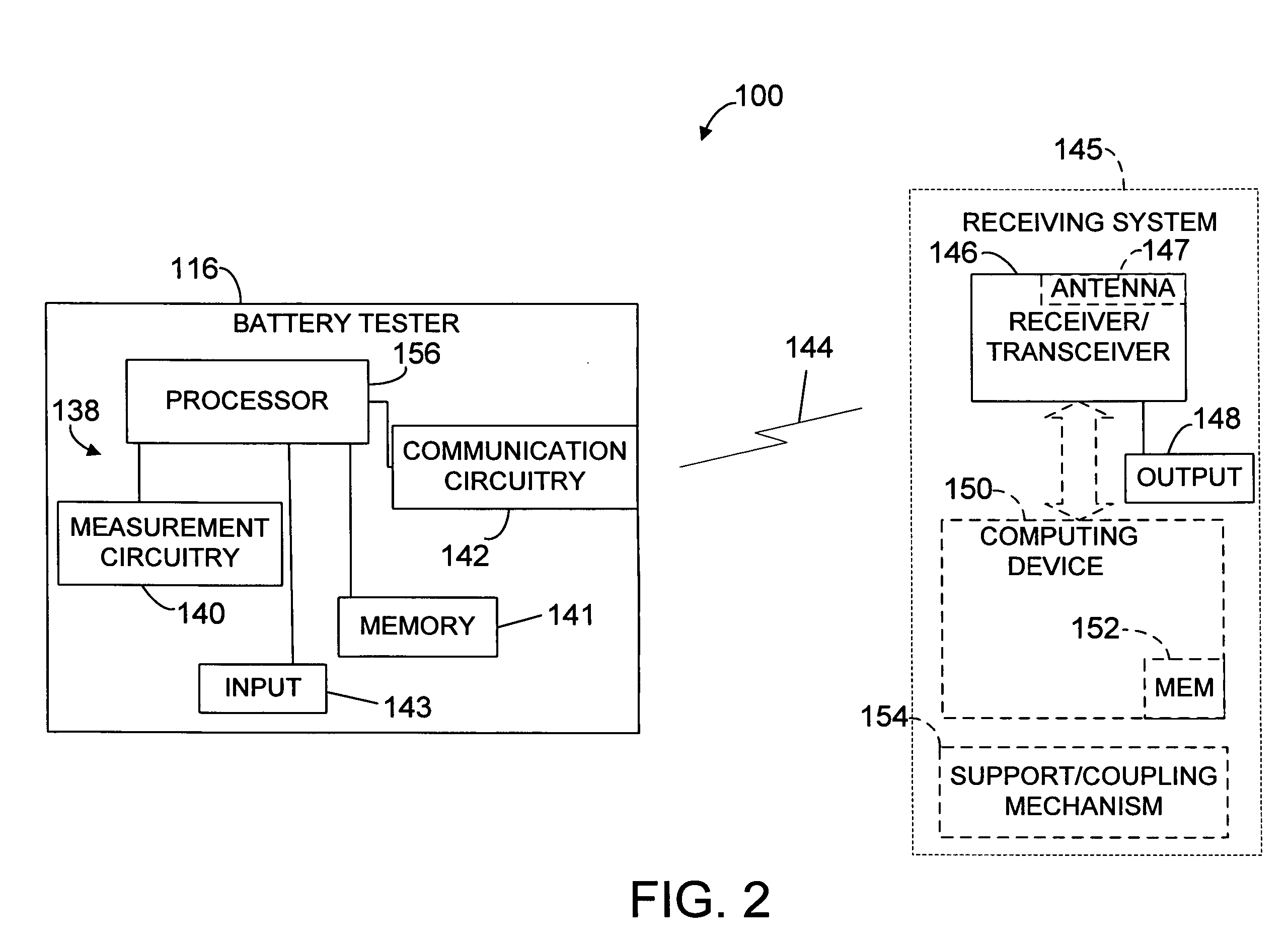 Wireless battery tester with information encryption means