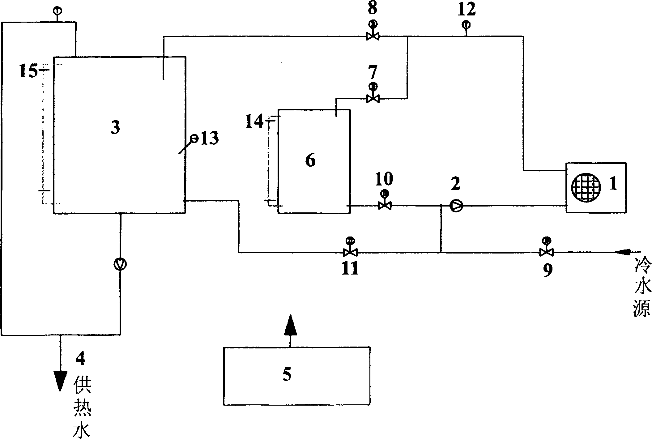 Air heat energy central hot water supplying method and device thereof