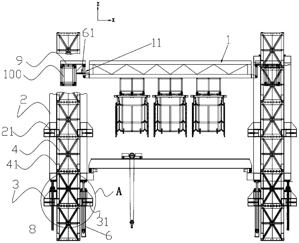 Template automatic alignment device of building machine