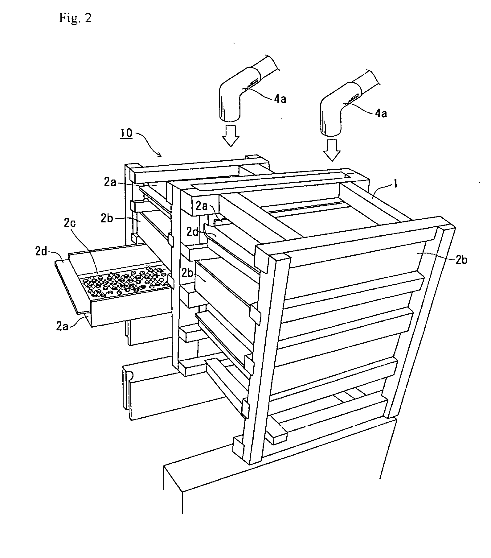 Multi-level aquaculture device for benthic organisms such as bivalves, aquaculture method, and biofilter using same