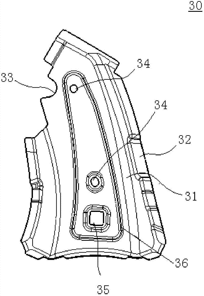 Side body structure on rear portion of vehicle body and vehicle provided with side body structure