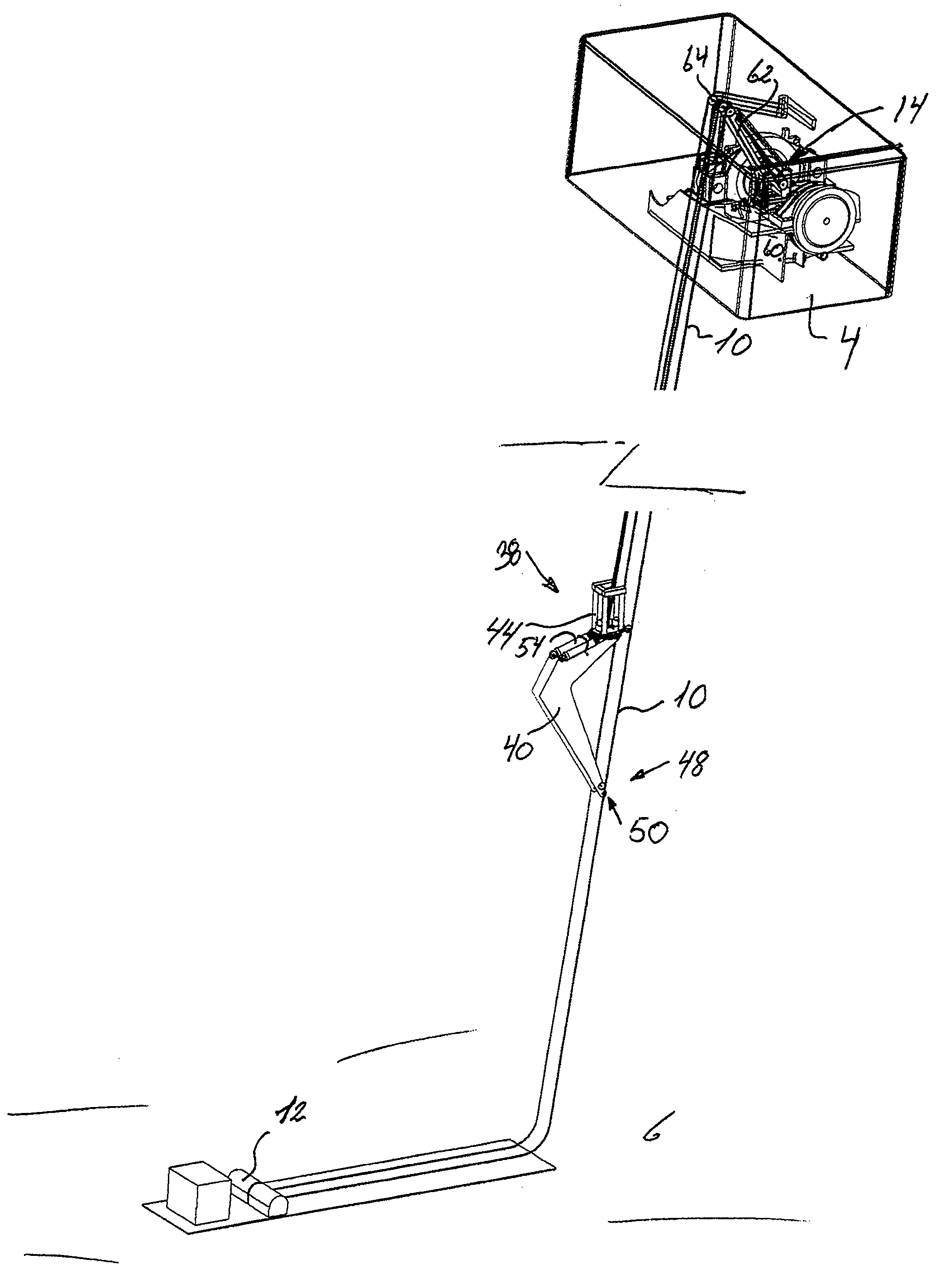 Device for establishing admittance and transport of cargo to and from a wind turbine construction above ground level