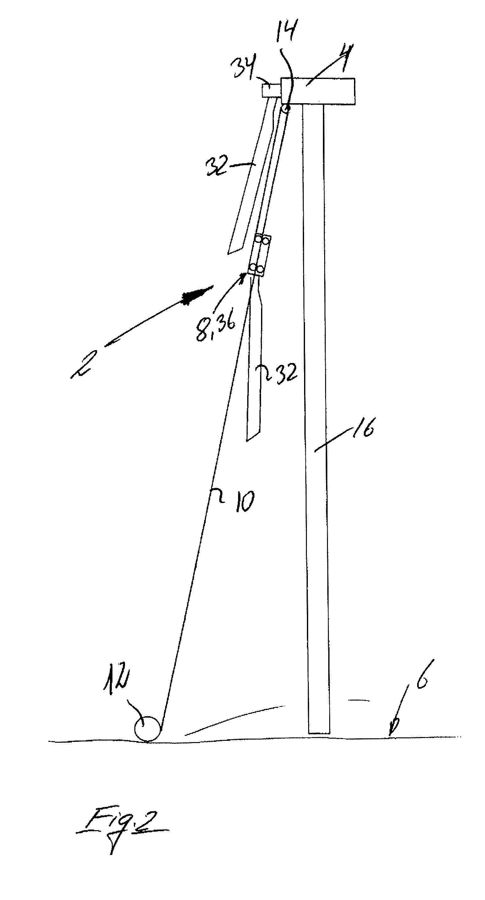 Device for establishing admittance and transport of cargo to and from a wind turbine construction above ground level