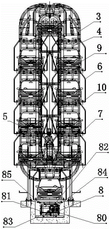 Plate type garage capable of rotating automatically and circulating vertically