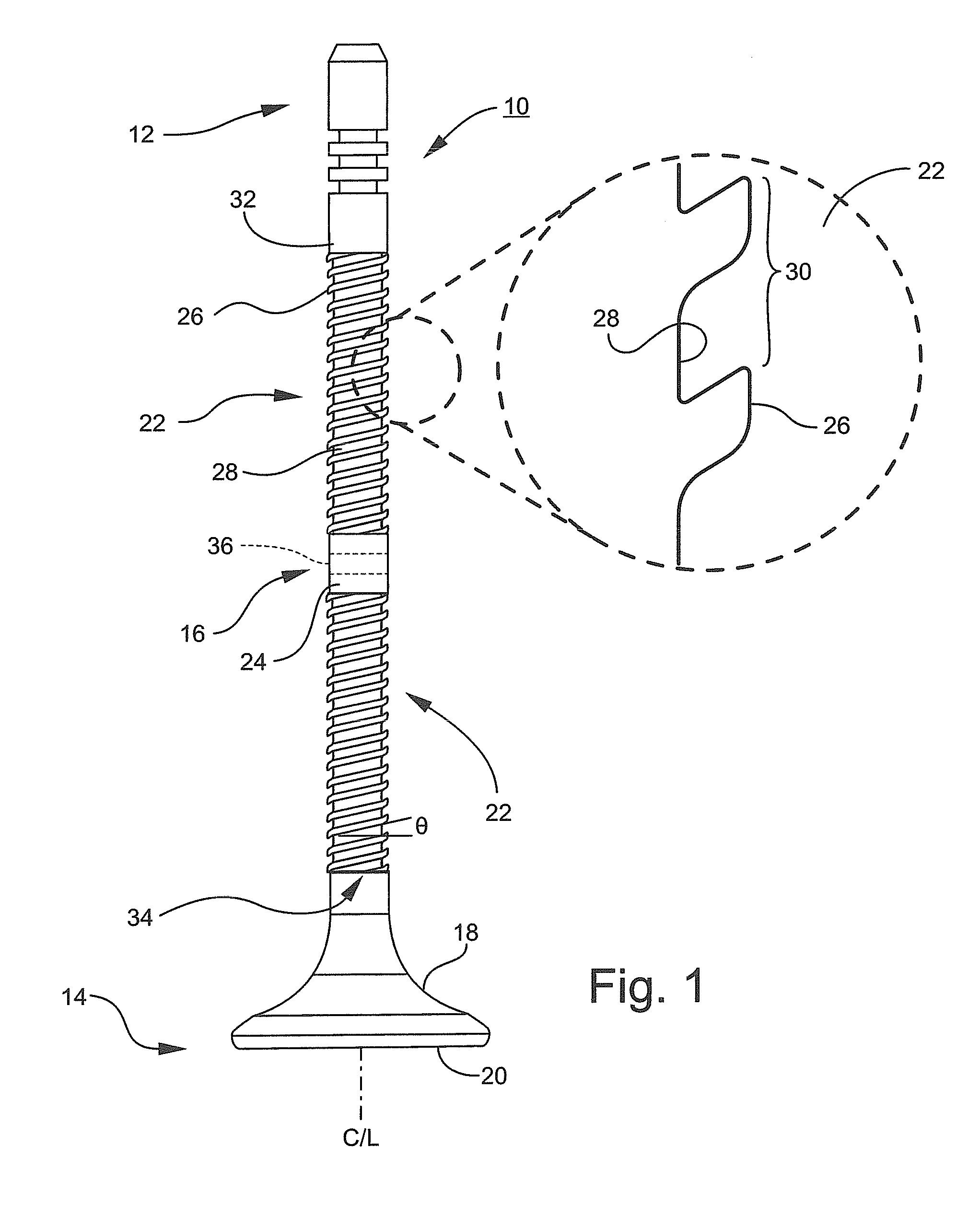 Engine valve for improved operating efficiency