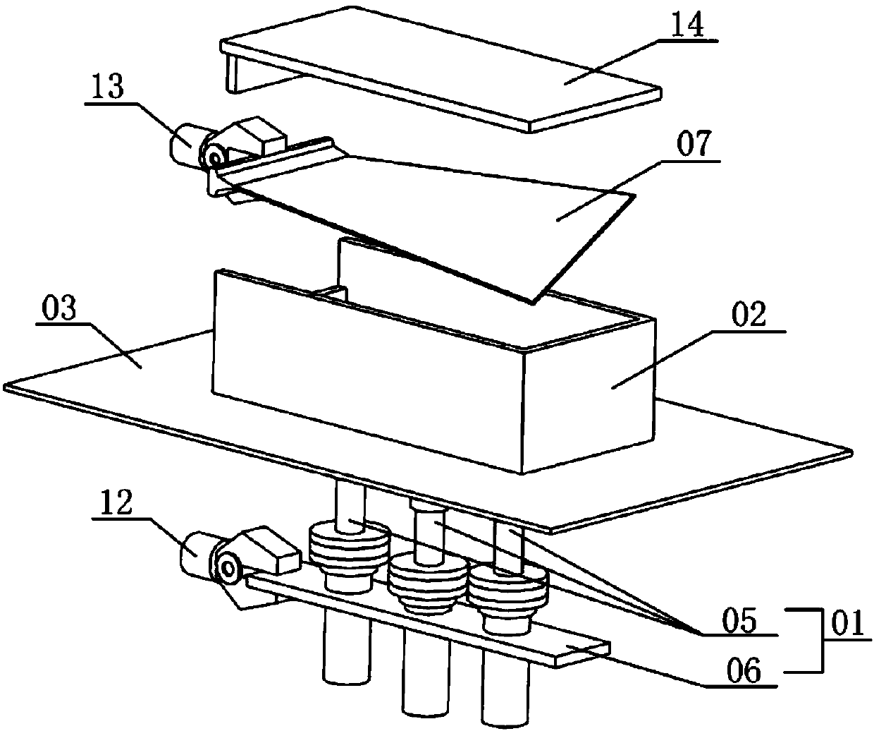 Fan blade step array type ultrasonic shot peening device and method