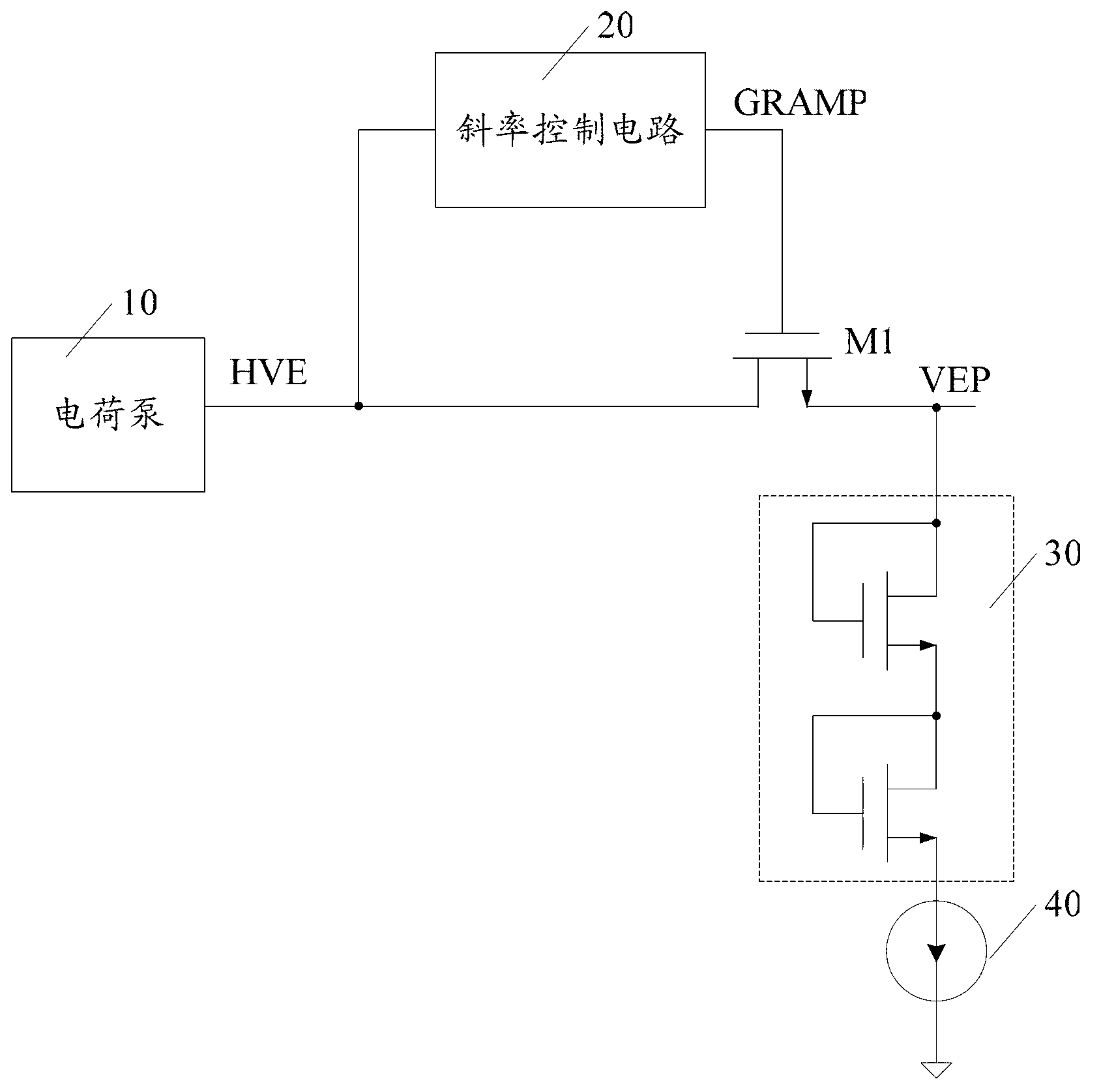 Charge pump output voltage regulating circuit and storage device