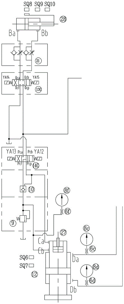 Hydraulic system of tear bomb powder hydraulic machine