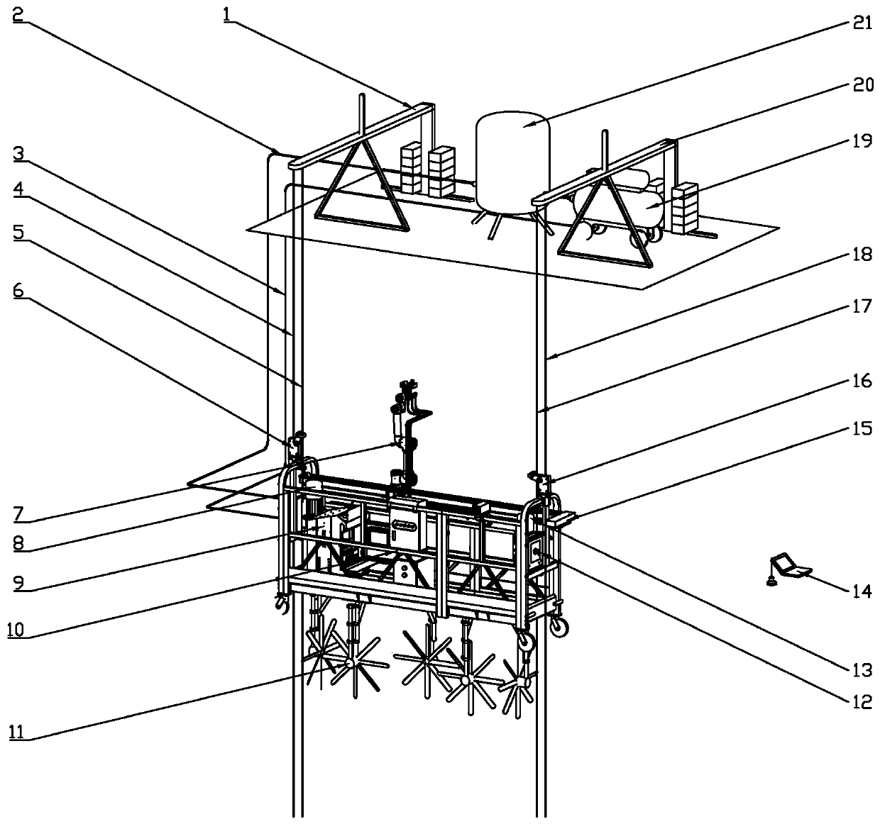 Coating platform for high-rise building