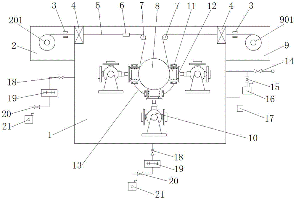 Magnetron-sputtering winding coating machine capable of rapidly changing target and continuously and efficiently coating film in single-surface reciprocating manner