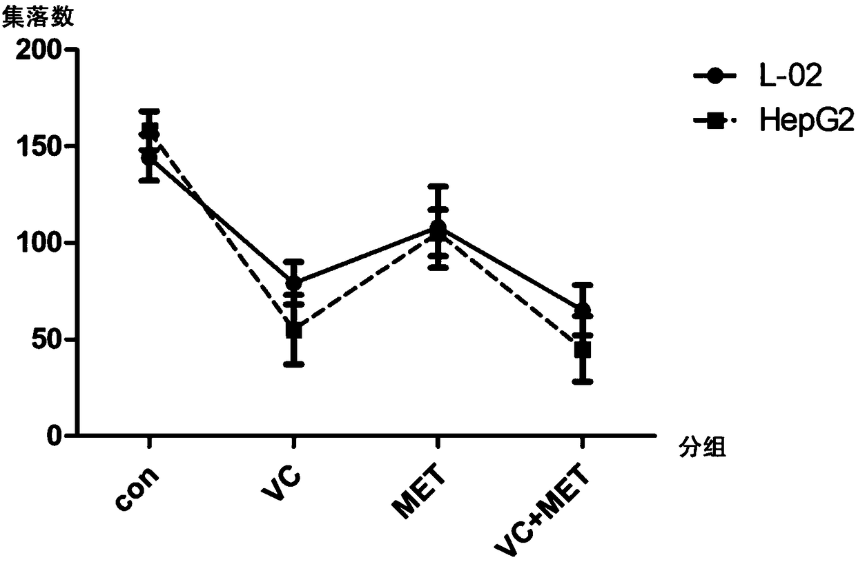 Application of compound preparation of ascorbic acid and metformin in preparing chemotherapeutic drug