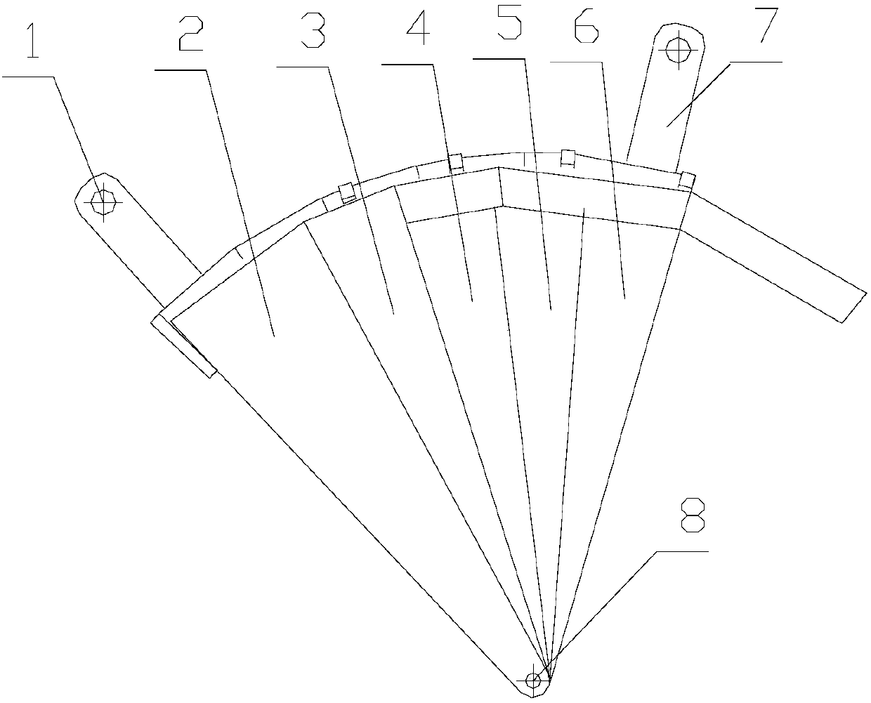 Adjustable fan-shaped inlet pressure distortion simulation board of engine