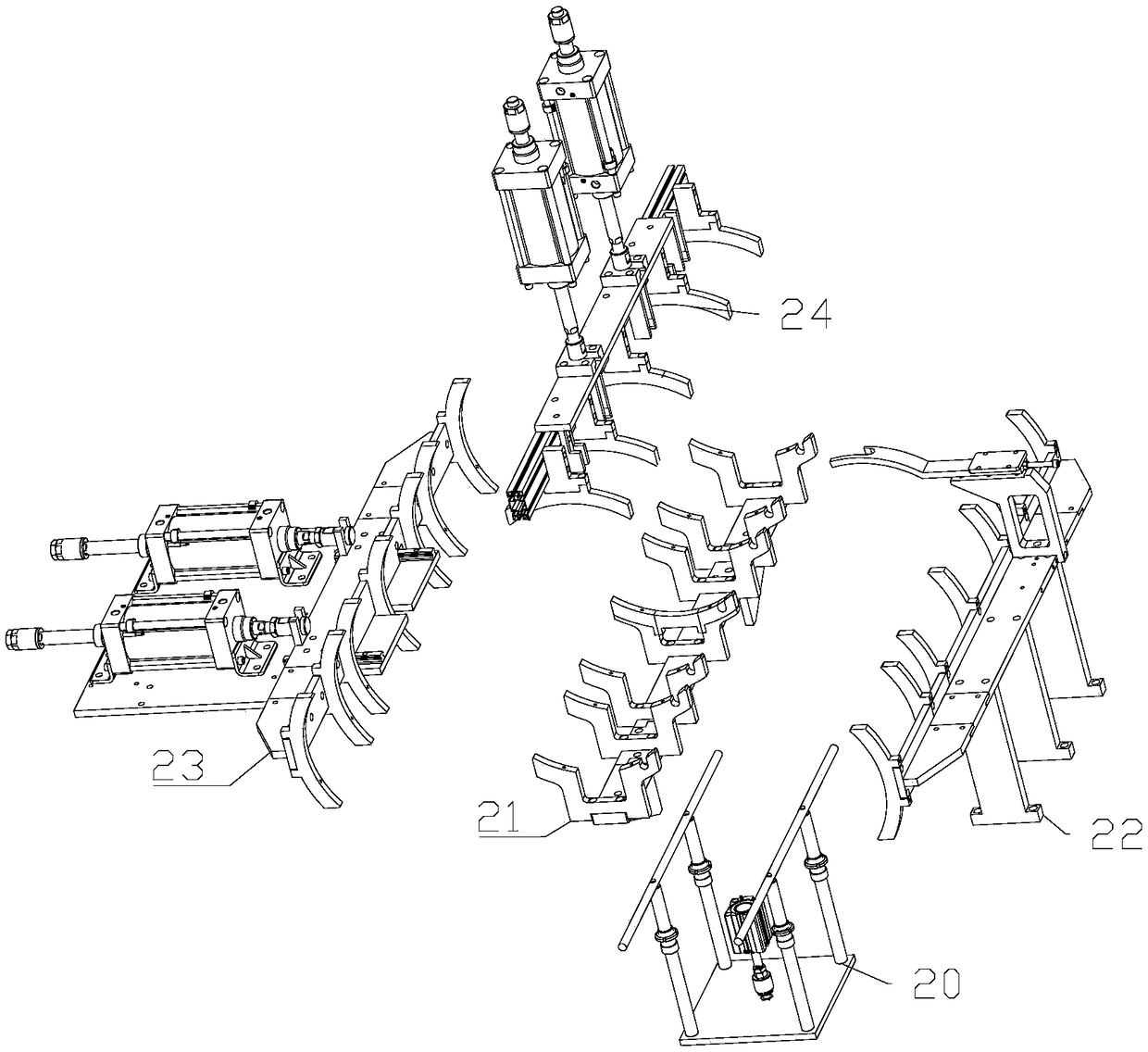 Heat exchanger coiled pipe welding feeding device and mounting and welding equipment