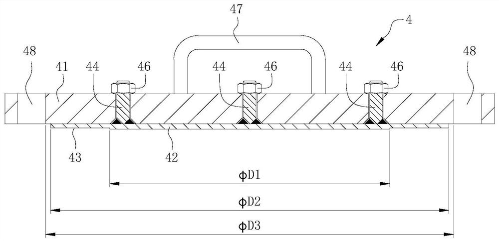 Lining flange cover and pipe orifice connecting structure