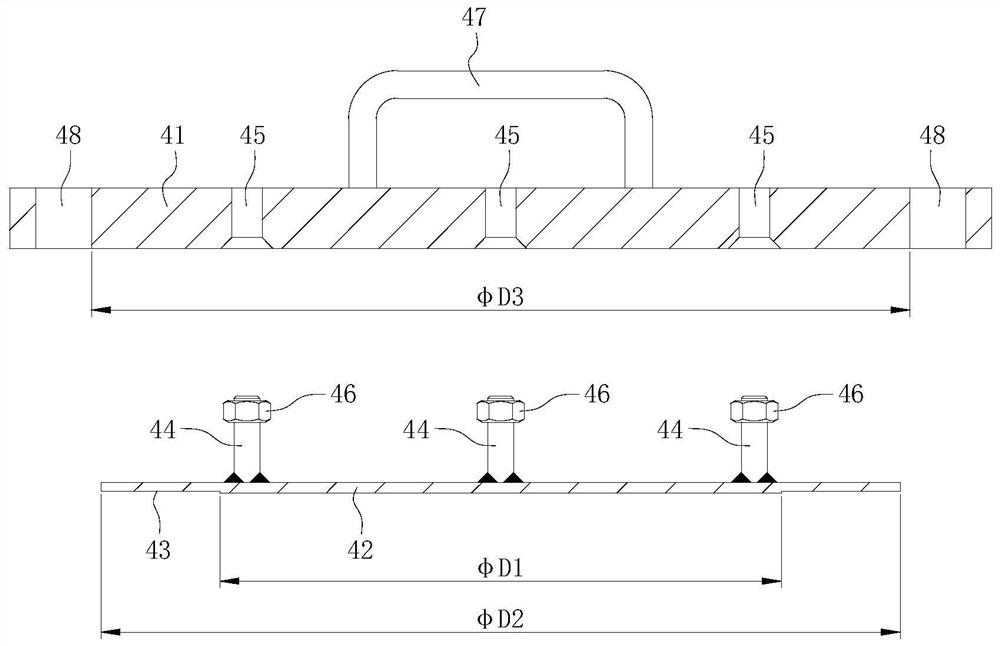 Lining flange cover and pipe orifice connecting structure