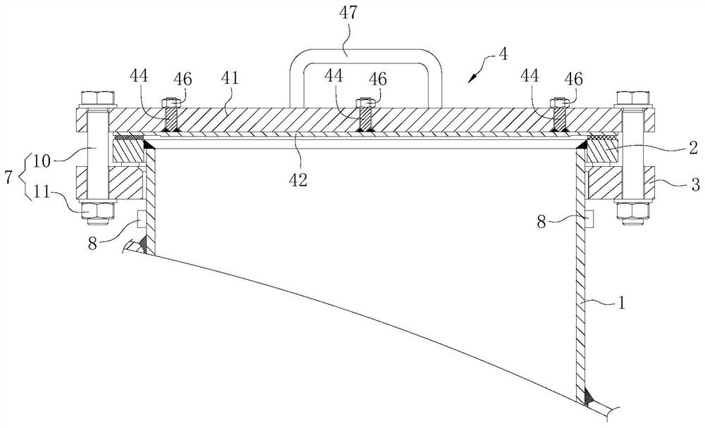 Lining flange cover and pipe orifice connecting structure