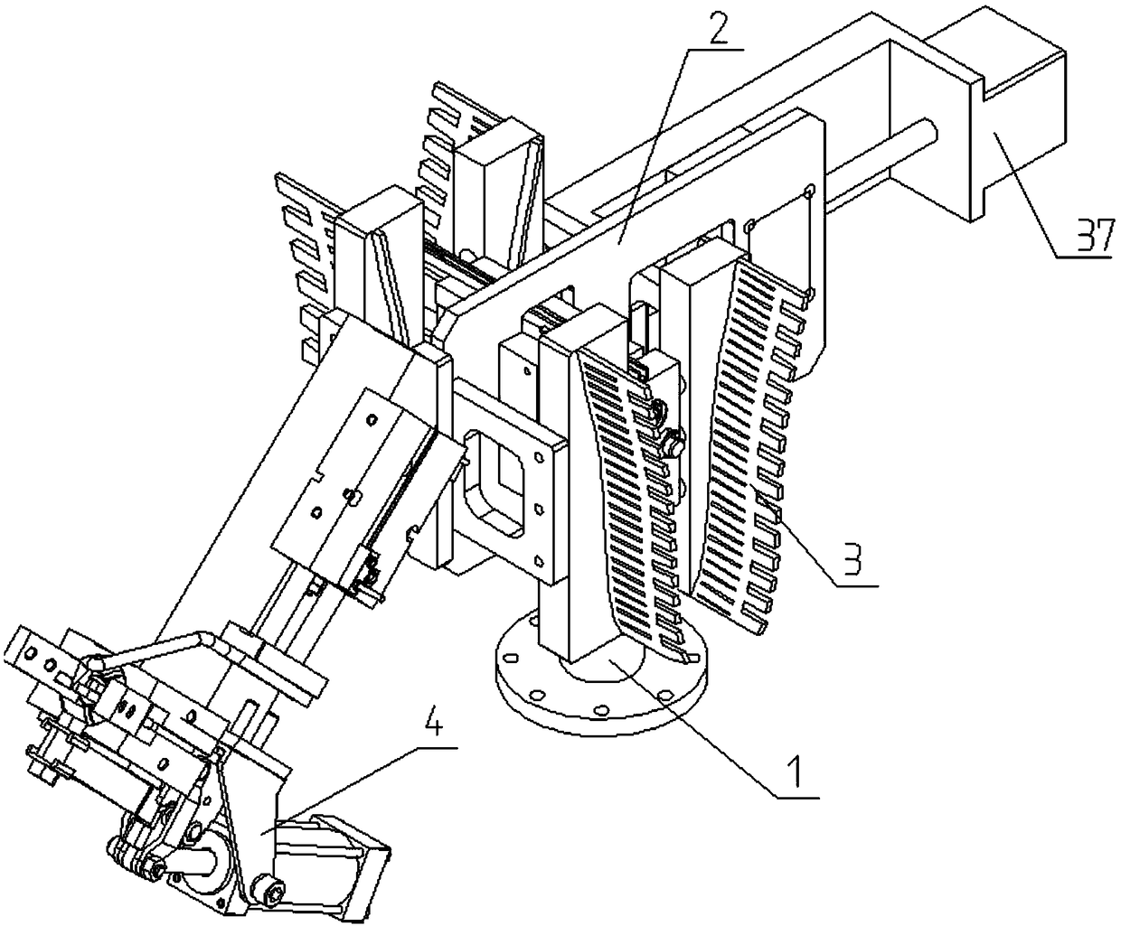 Automatic feeding and discharging device for shoe blank cold and hot die treatment