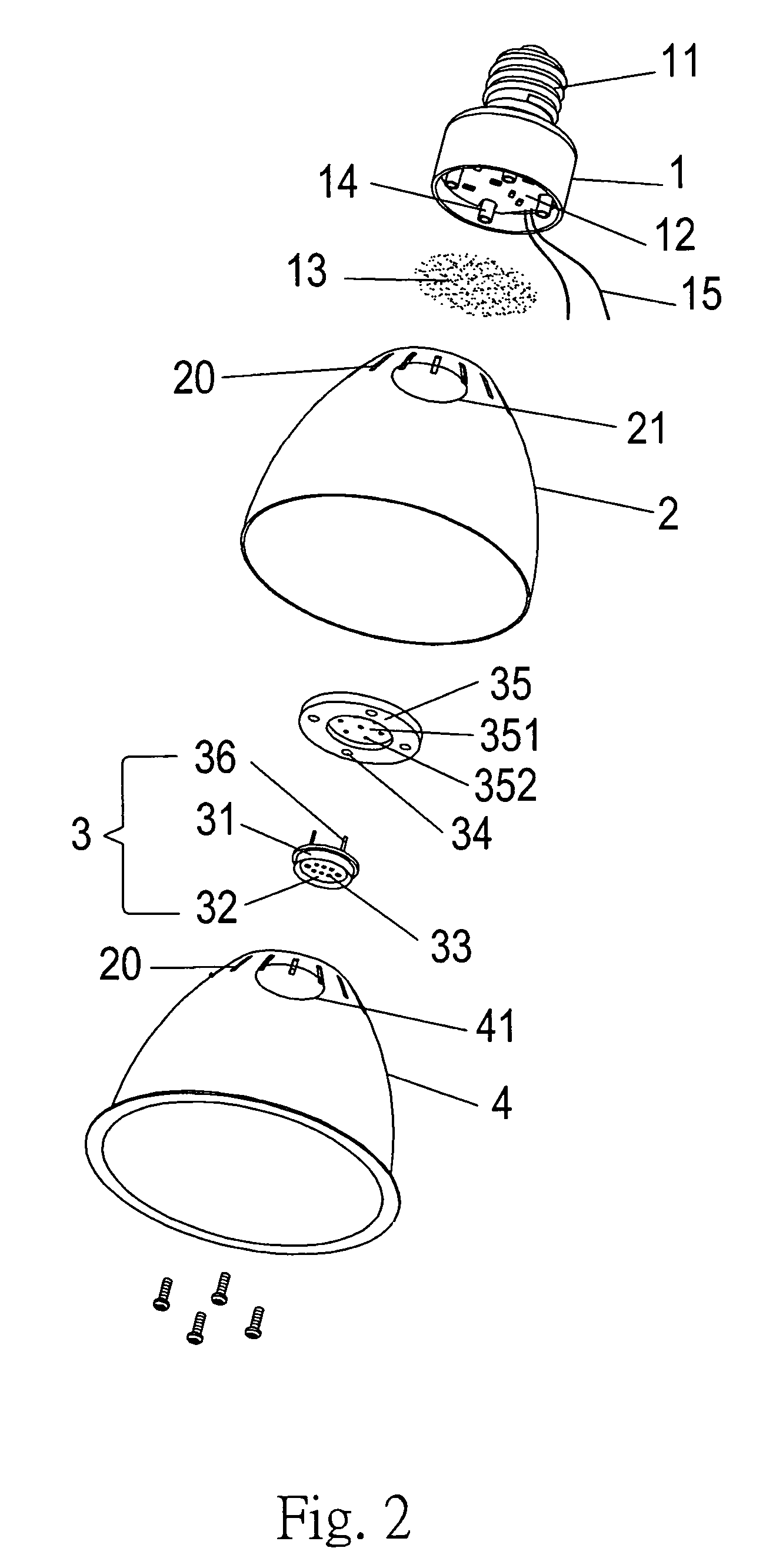 LED lamp with reflecting casings