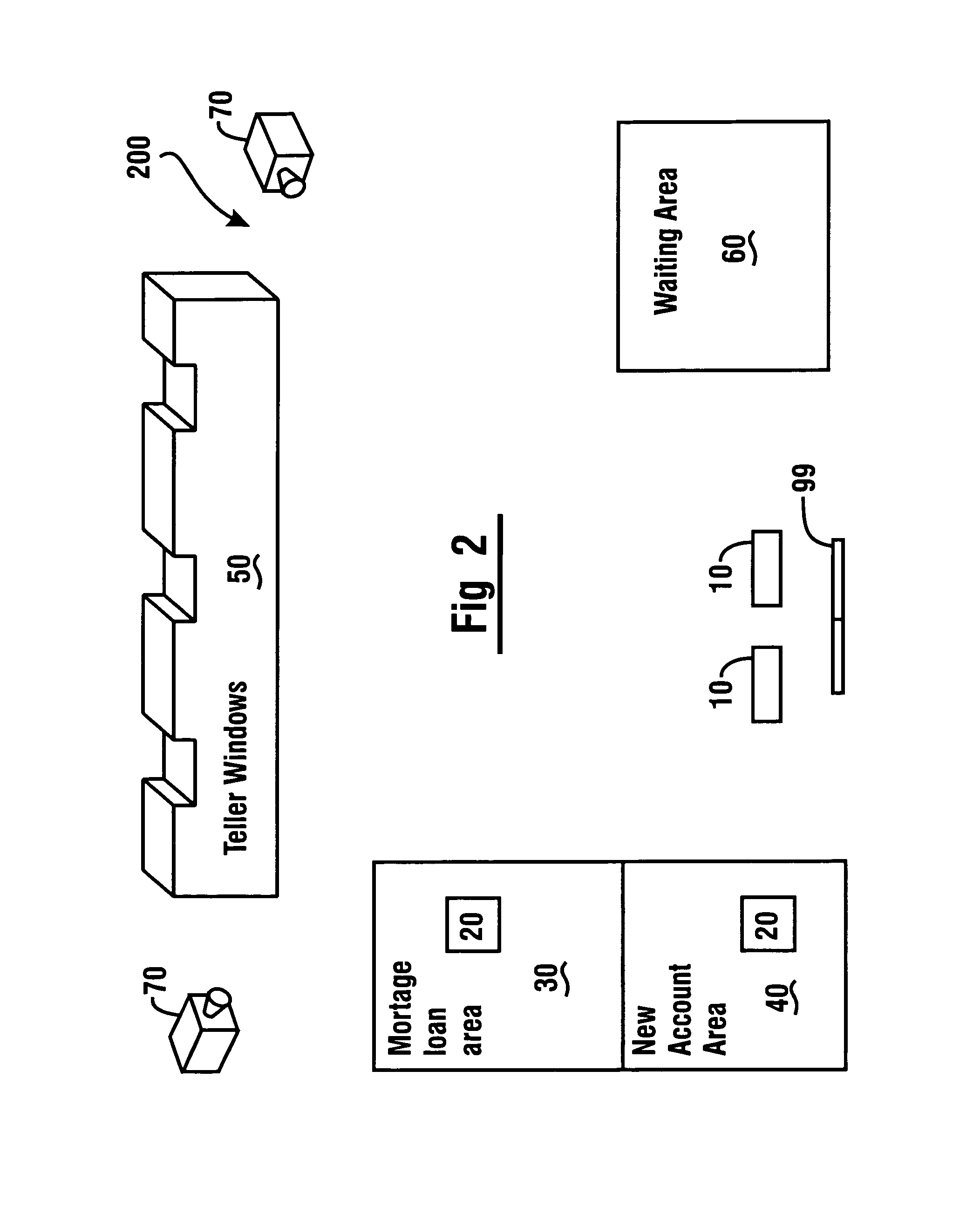 Banking system computer determines nearest bank able to process a customer's transaction request, provides directions to the bank, and sends transaction request information and customer's image to the bank before the customer arrives at the bank