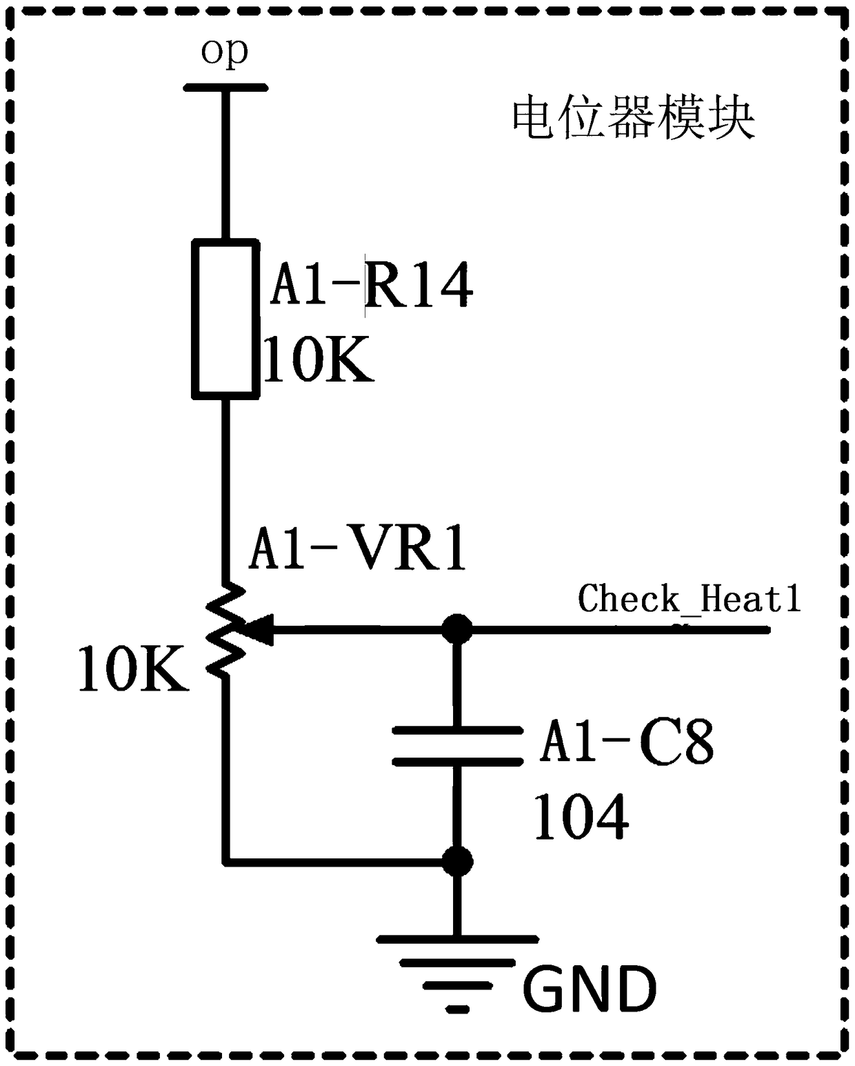 Control circuit including temperature detection and potentiometer module and safe cooking equipment