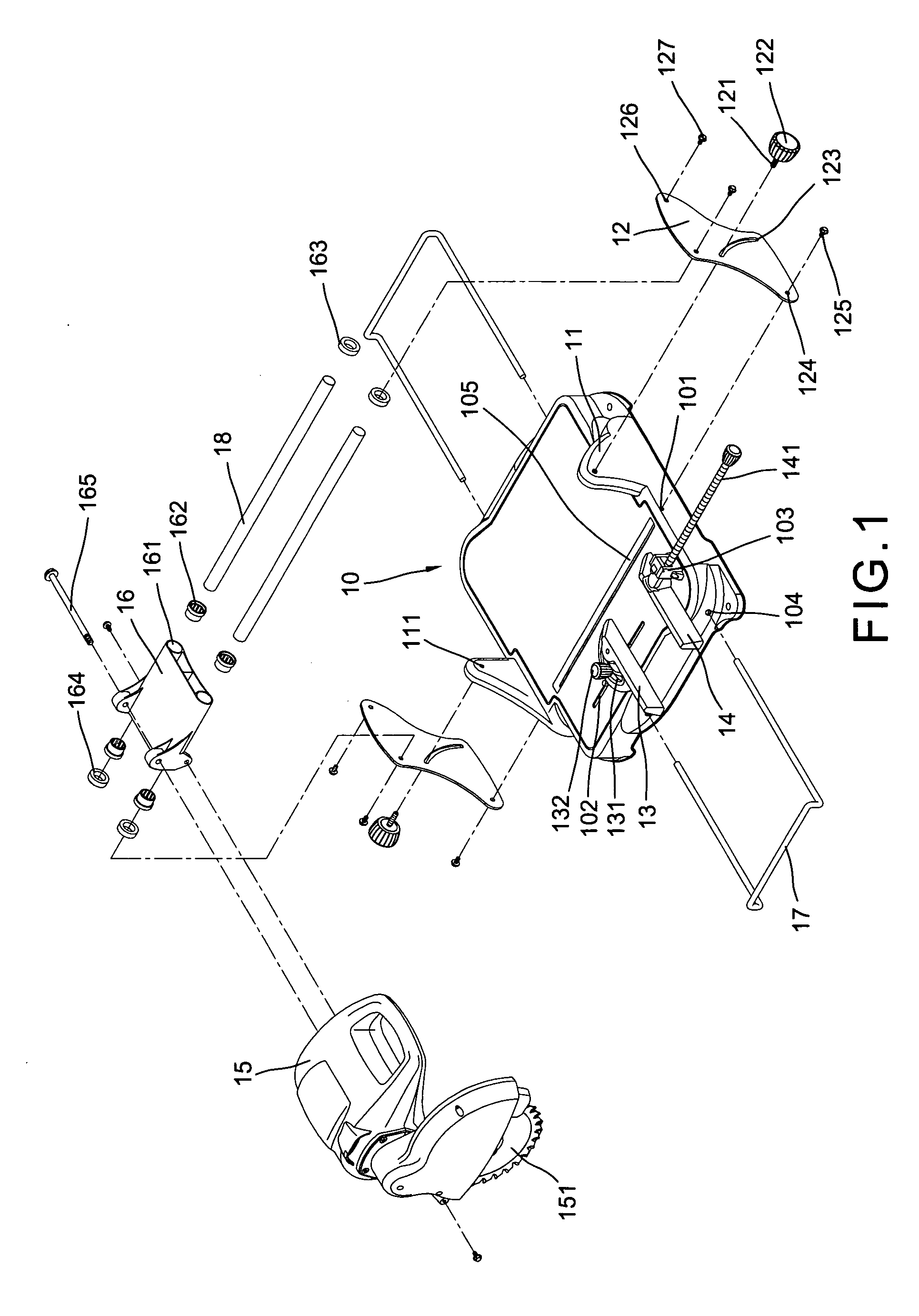 Saw blade angular adjustment device for a metal and wood cutting machine