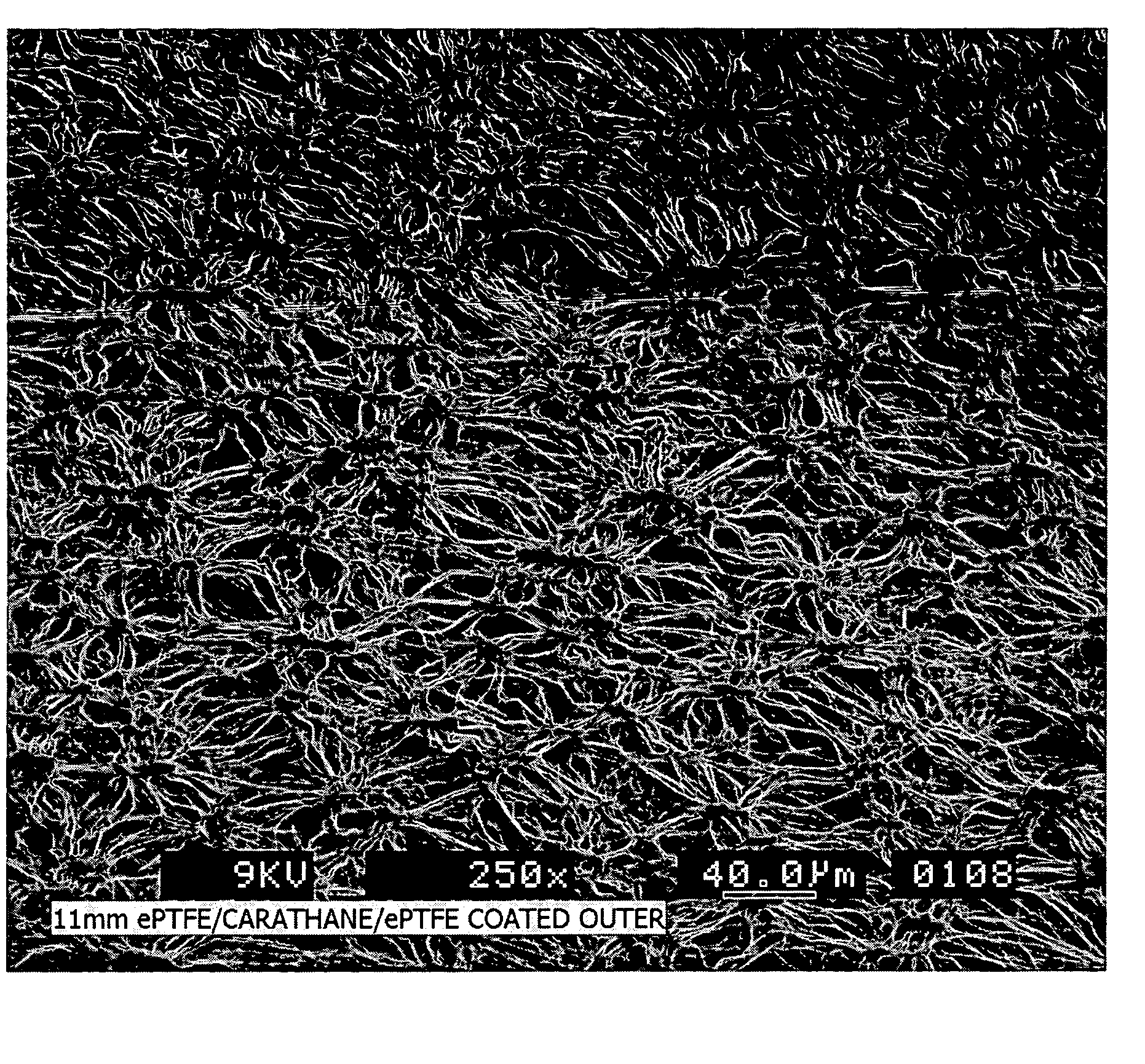 Method for making ePTFE and structure containing such ePTFE. such as a vascular graft