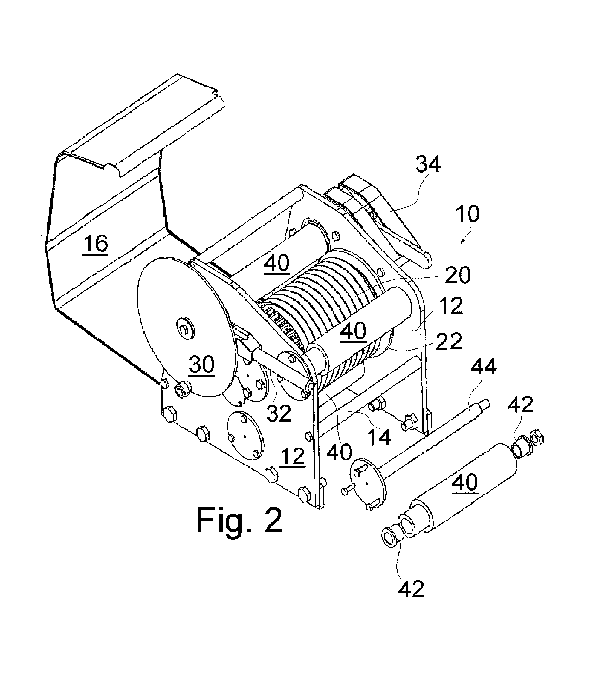 Marine Winch with Winch-Line Engaging Roller