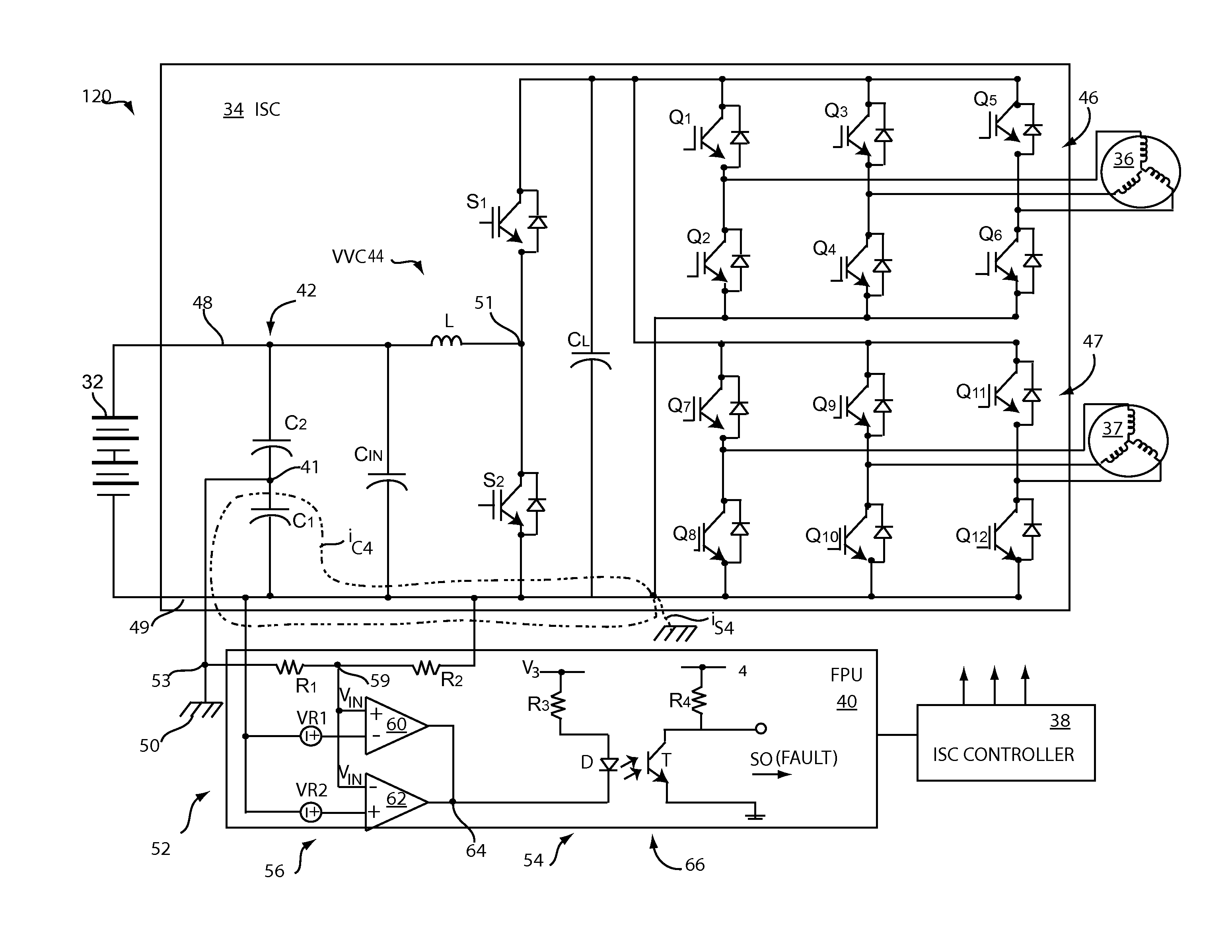 Low Cost Circuit to Detect Faults of ISC Outputs and/or HV Bus Shorted to Chassis