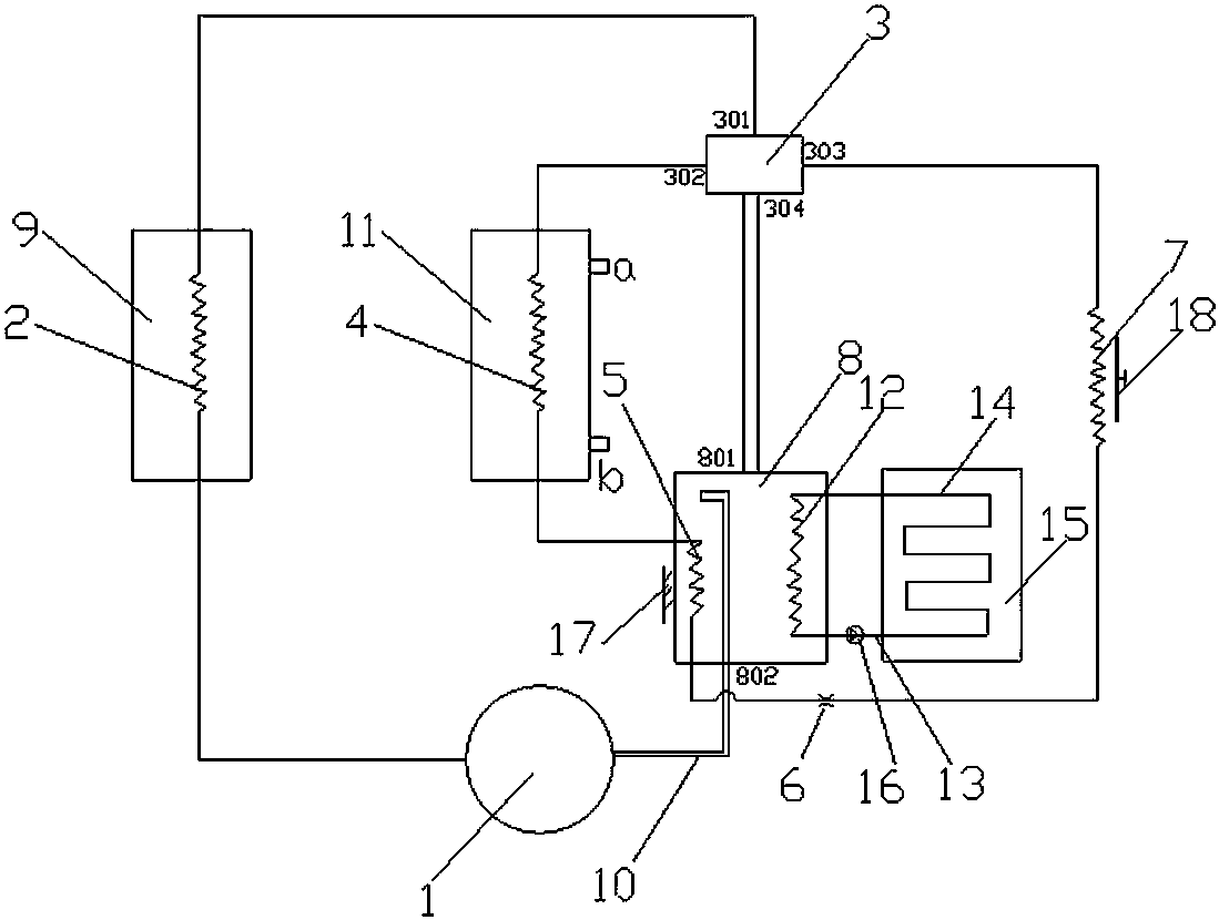 Double-heating and one-evaporation gas-liquid tank type multifunctional energy-saving and efficient water heater and working method thereof