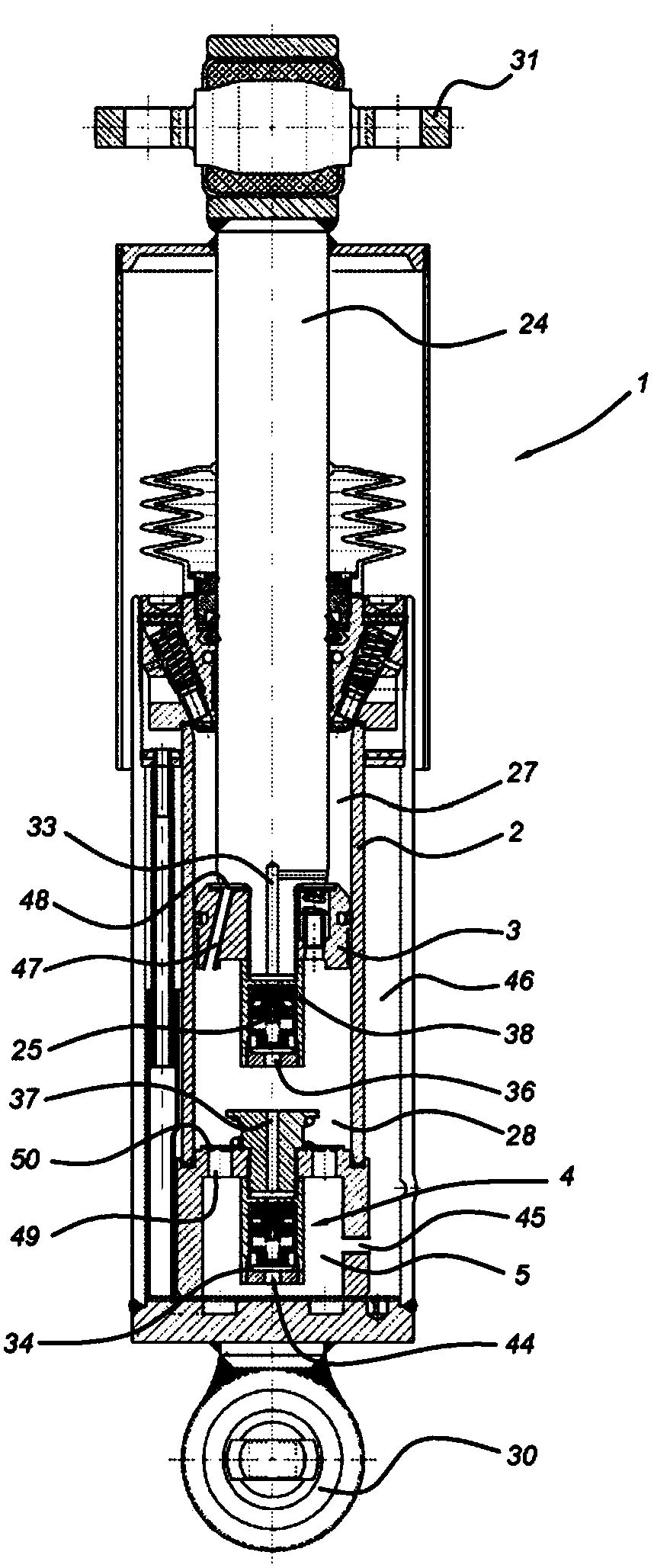 Fluid-filled, frequency-dependent damper