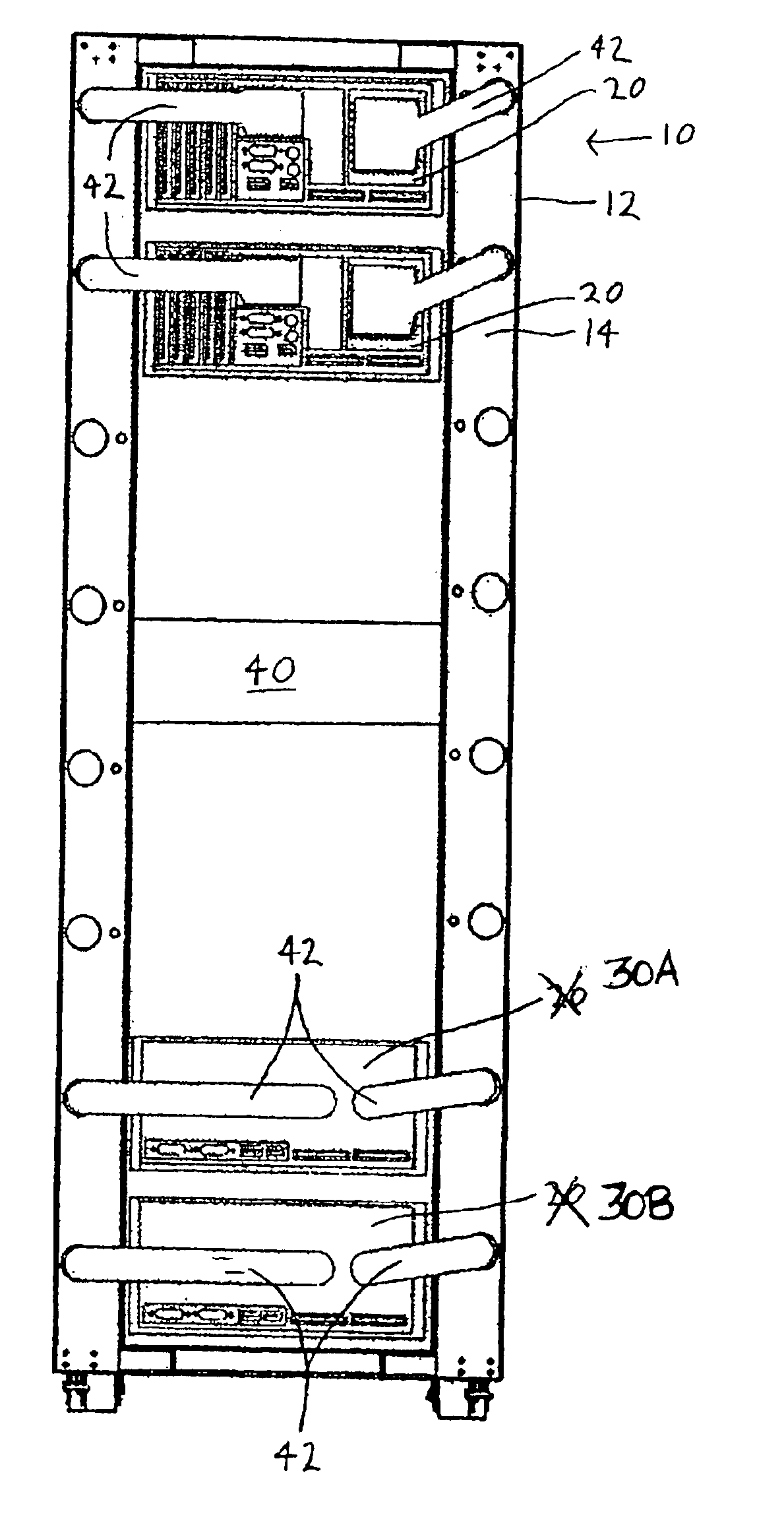 Method and rack for exchanging air with modular bricks in a computer system