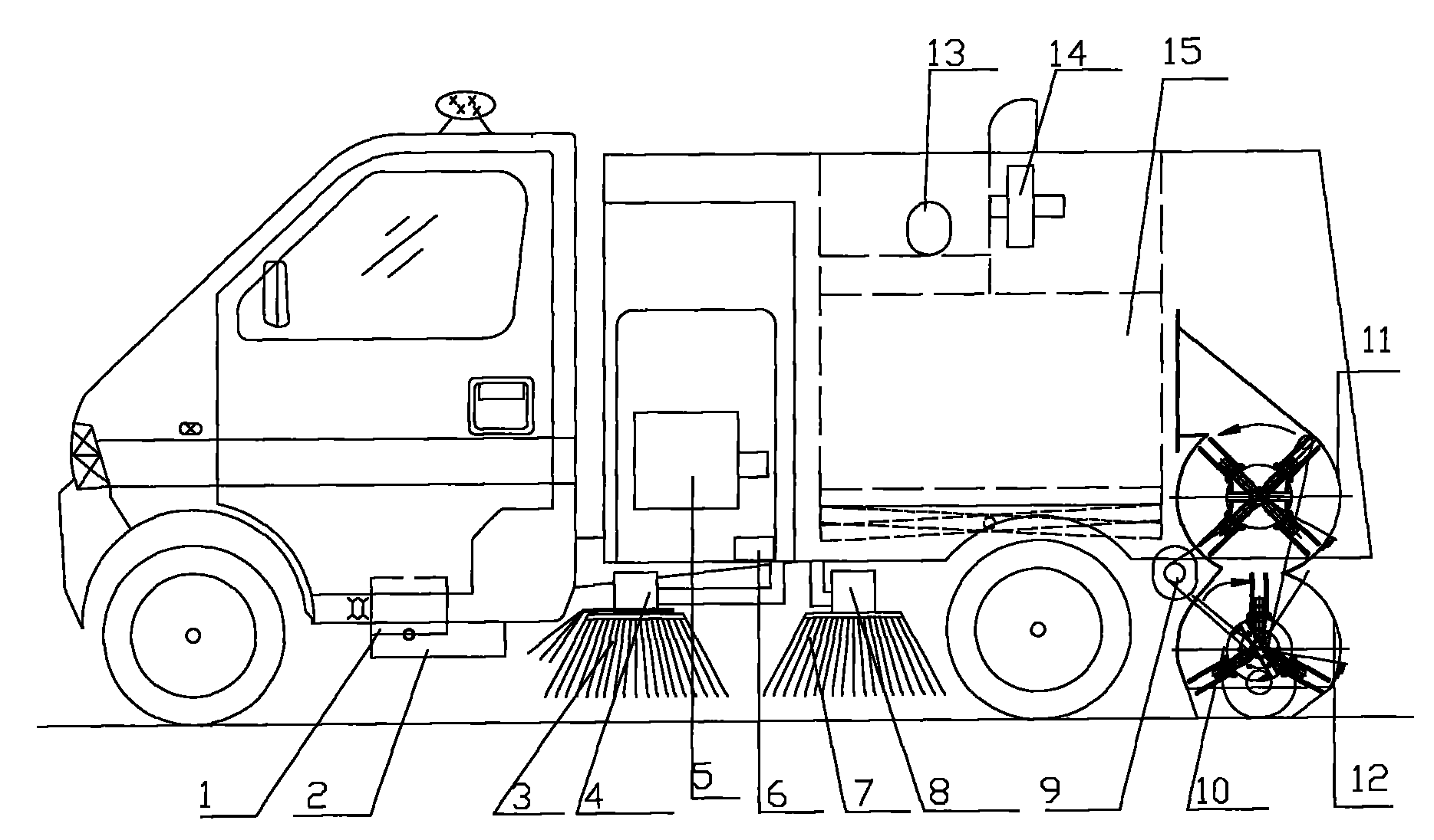 Oil-electric hybrid power road sweeper