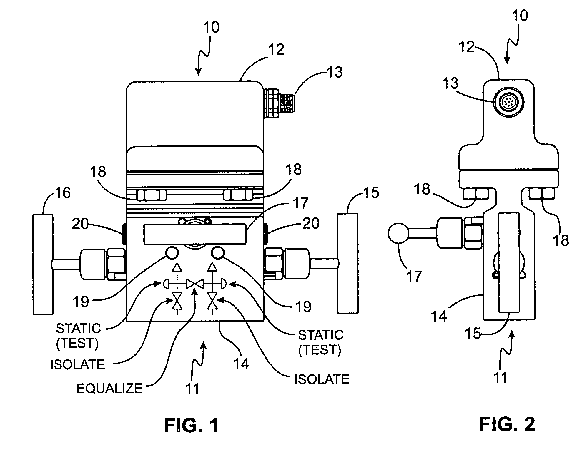 Manifold valve and pressure transducer assembly