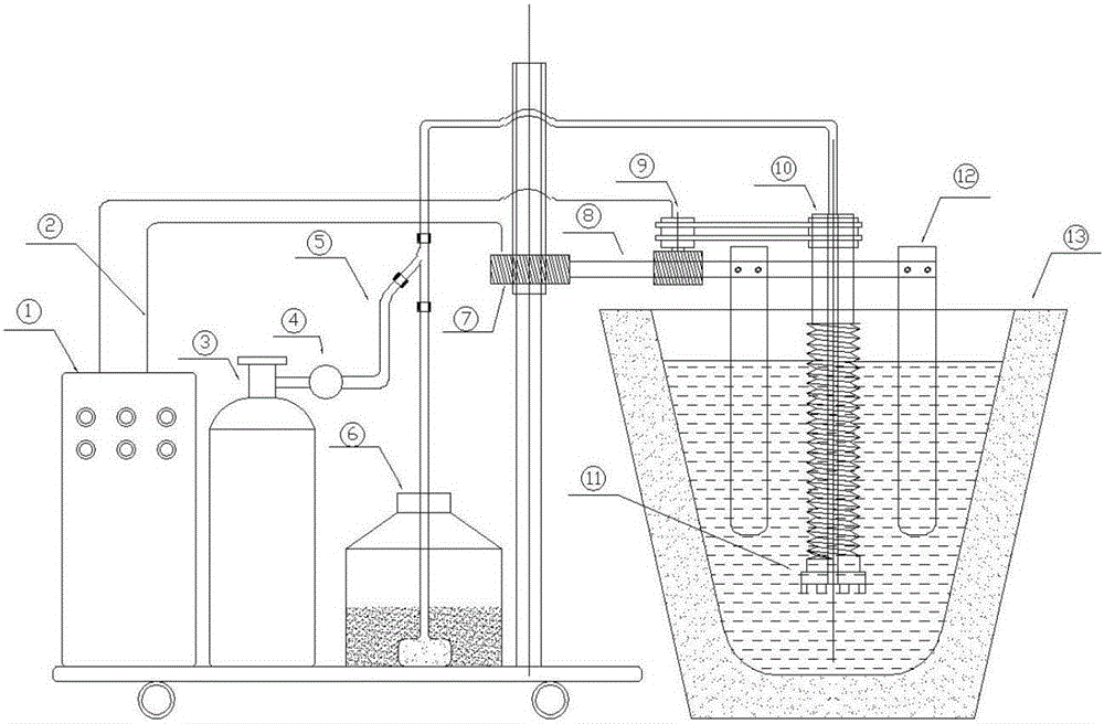 Strong shearing and stirring aluminum alloy melt composite treatment device and technology