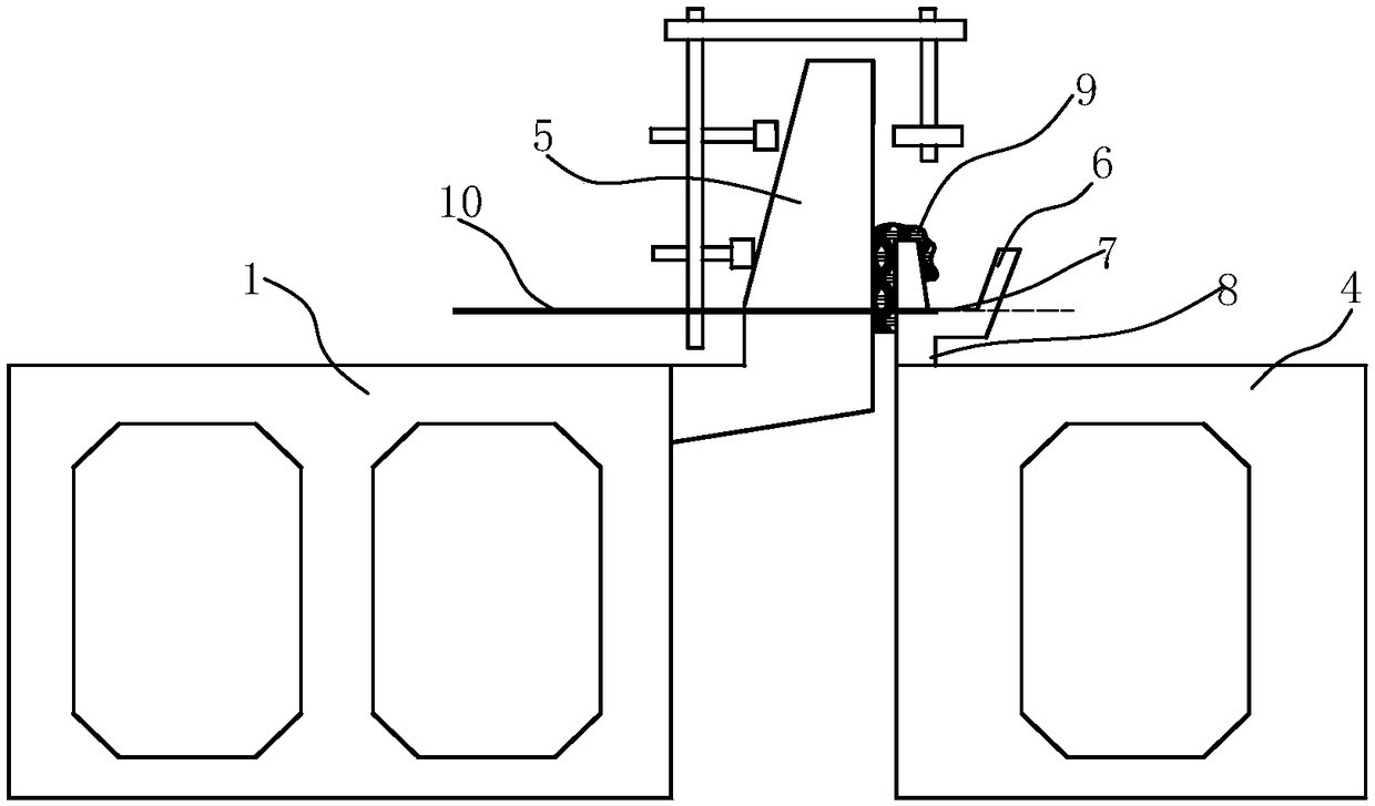 Protective structure and construction method for crossing line in road and bridge extension construction