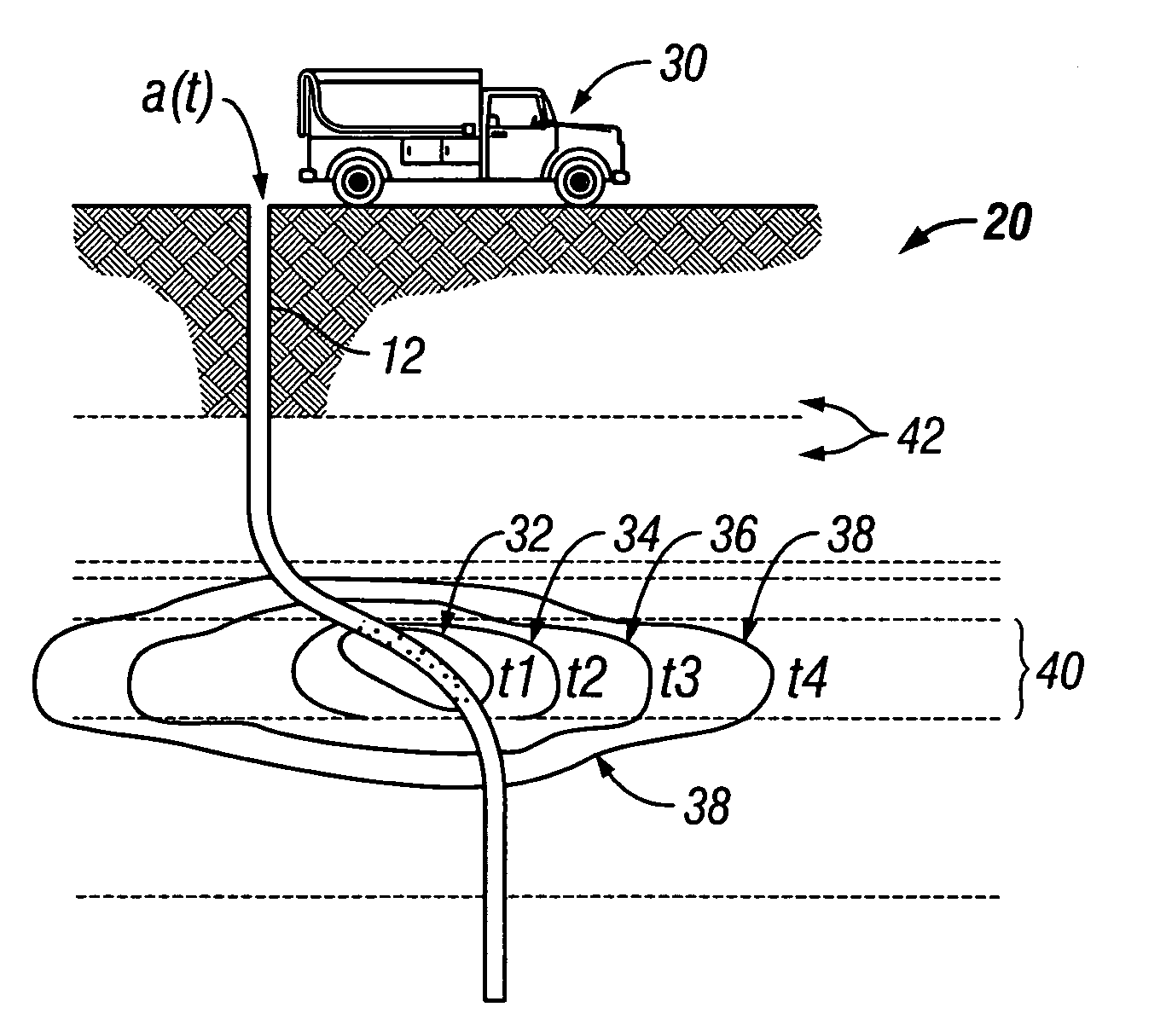 Method and apparatus and program storage device for front tracking in hydraulic fracturing simulators