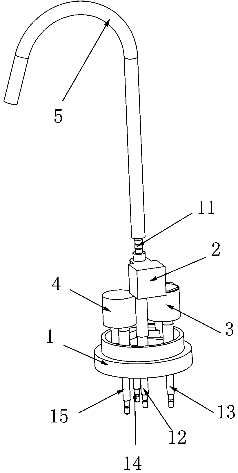 A faucet used for electromagnetic control of water purifier