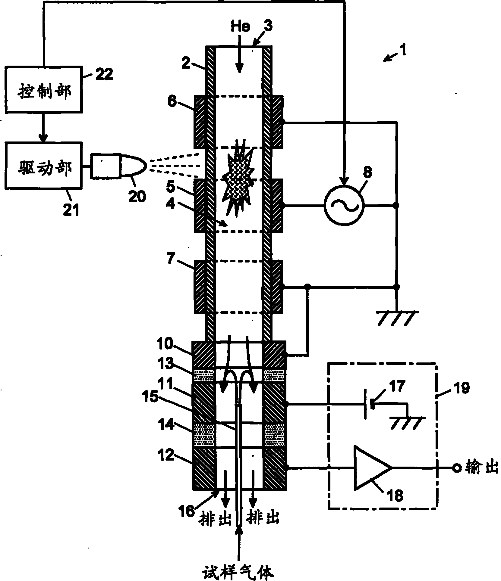 Discharge ionization current detector