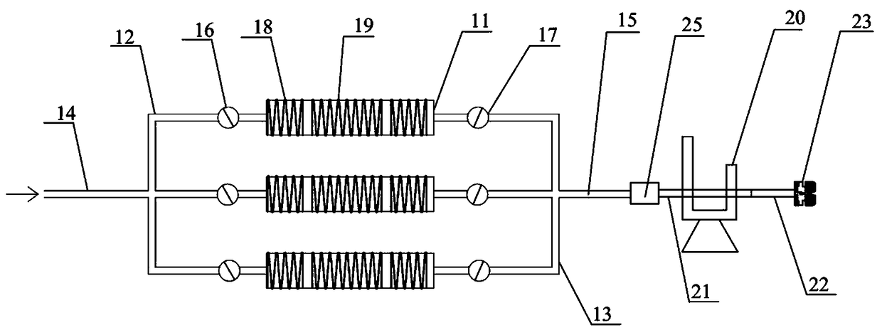 Post-mixing abrasive gas jet coal breaking device and coal breaking method thereof