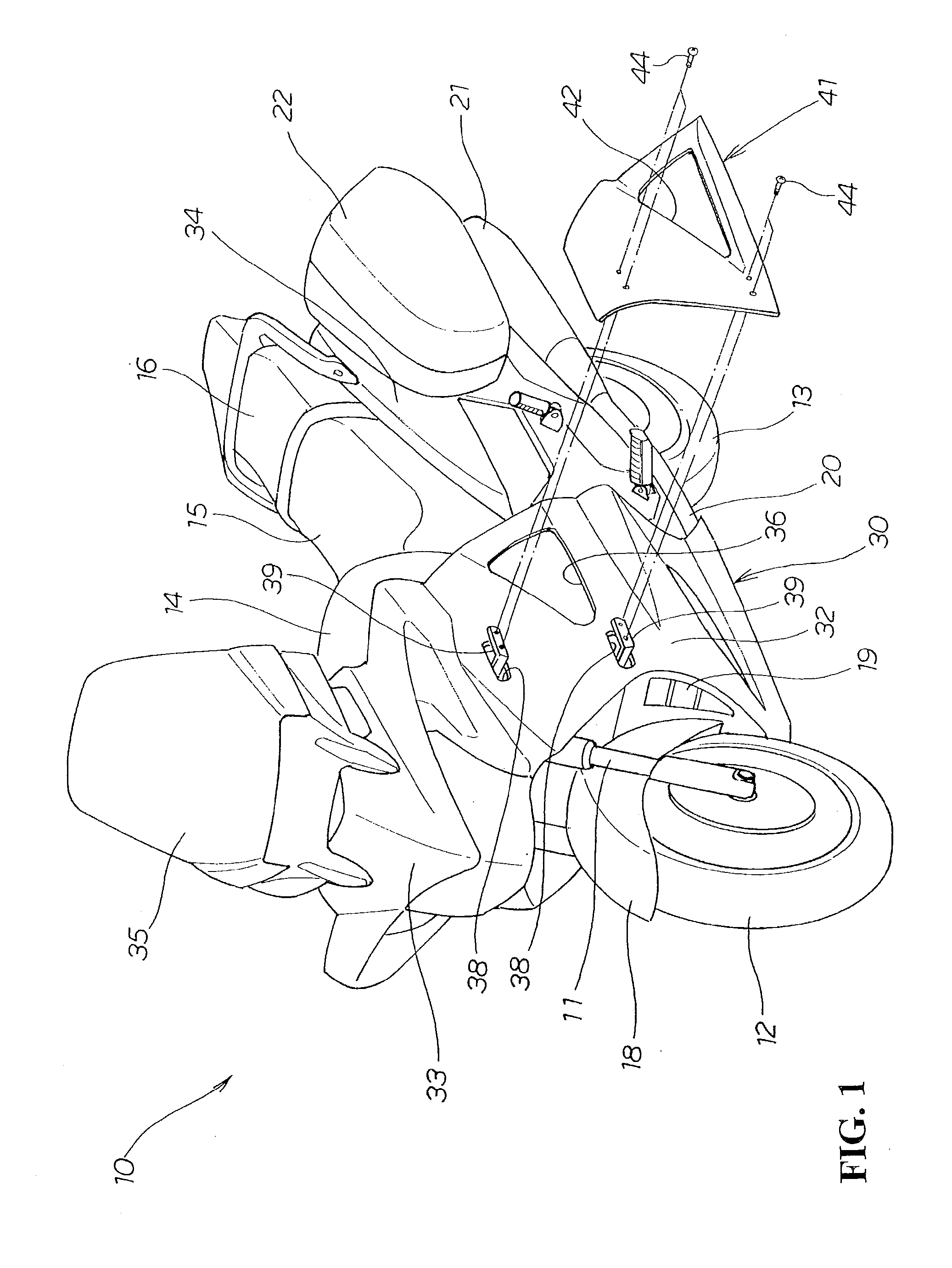 Motorcycle cowl structure