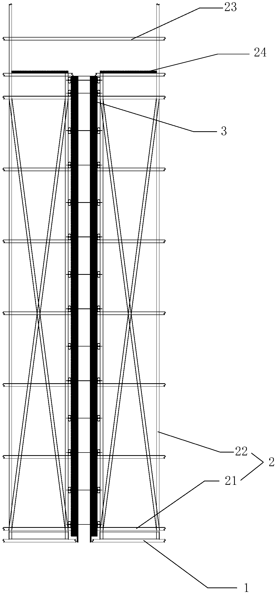 Self-assembling movable template for partition wall in main structure of subway station and half-cover excavation method section