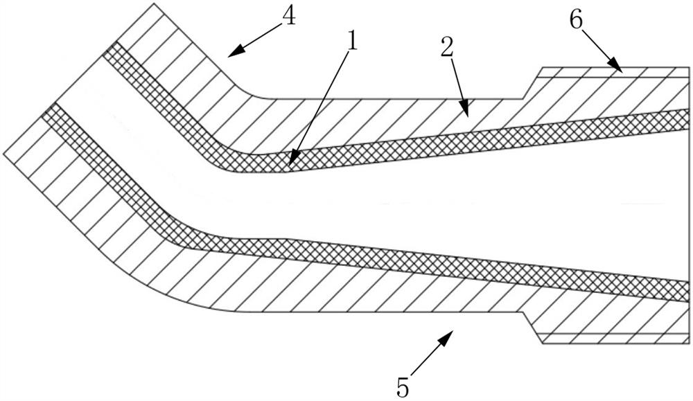 High-wear-resistance bent nozzle for shot blasting machine and for interior of steel pipe, and shot blasting system of high-wear-resistance bent nozzle