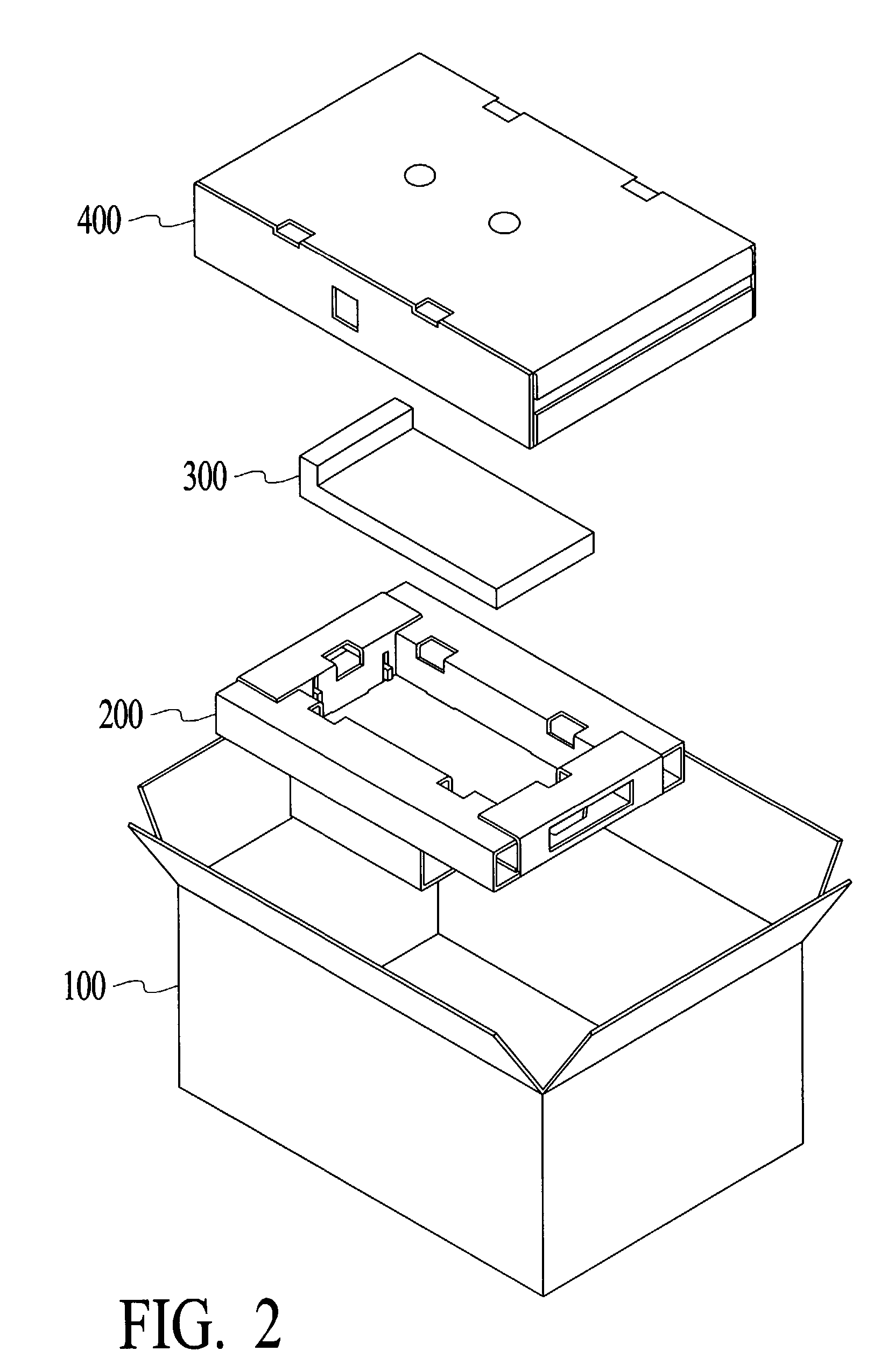 Packaging system for a component including a compressive and shock-absorbent packing insert