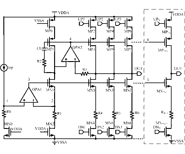 Matching type charge pump circuit for phase-locked loop