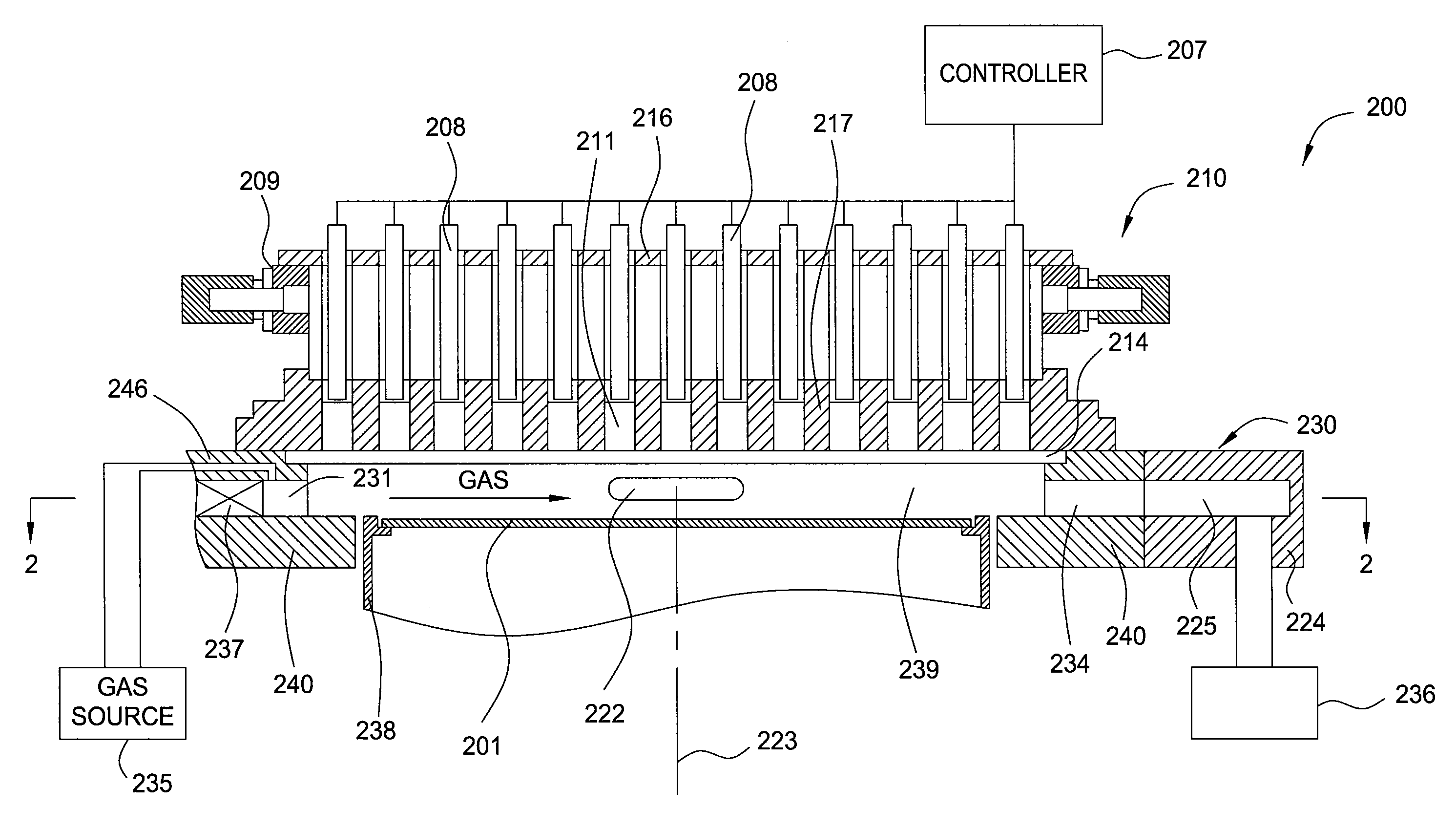 Thermal reactor with improved gas flow distribution