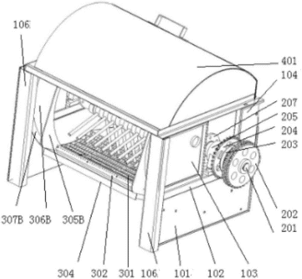 Eccentric tangential-flow primary threshing and separating device of rice combination harvester