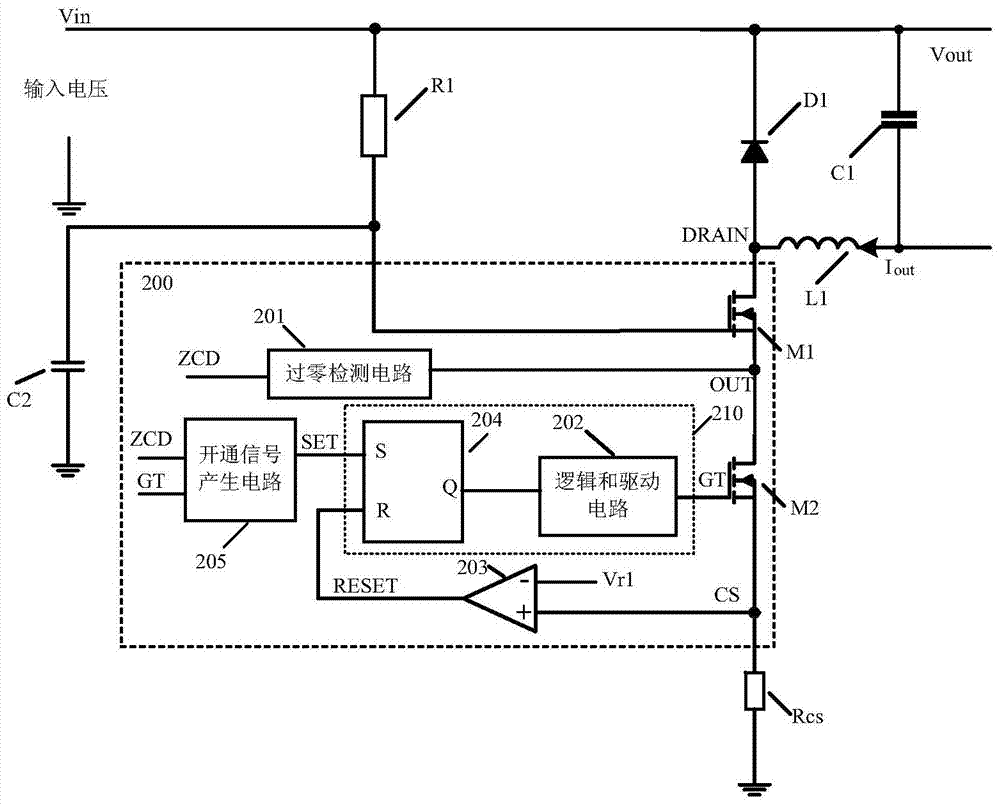 Step-down structure led drive circuit and its constant current driver and design method