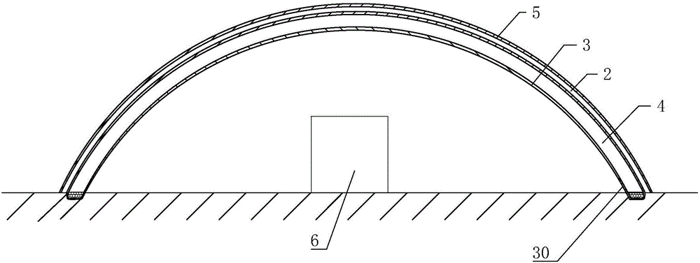 Winter-heating vacuum greenhouse without supports, stand columns and quilts